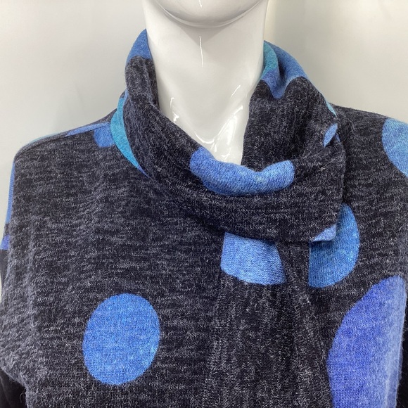 *** Terra Apparel Blue Cowl Neck Sweater with Abstract Circles*** XS - Picture 2 of 13